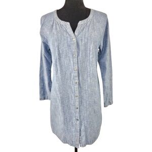 J.Jill Woman’s Blue long sleeve 100% cotton tunic top size S